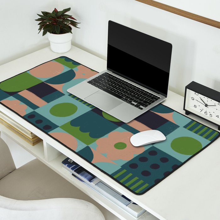 Green and blue tiles Desk Mat Gallery Image 2