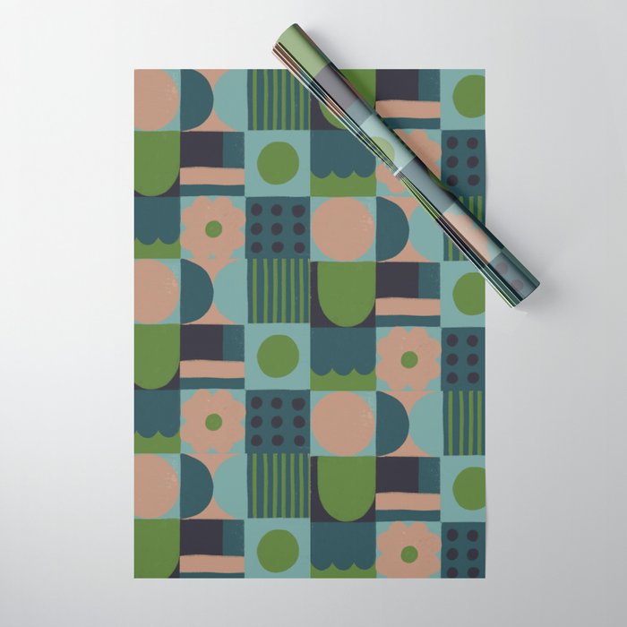 Green and blue tiles Wrapping Paper Gallery Image 1