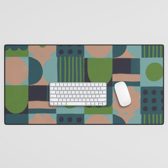 Green and blue tiles Desk Mat Gallery Image 1