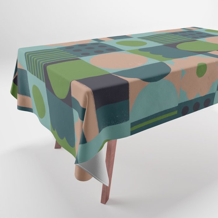 Green and blue tiles Tablecloth Gallery Image 1