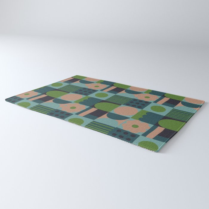 Green and blue tiles Rug Gallery Image 3