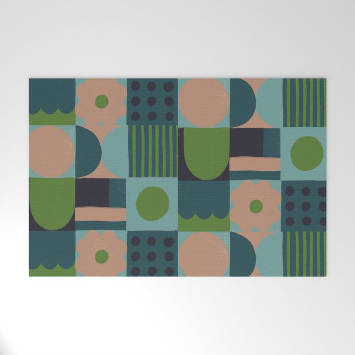 Green and blue tiles Welcome Mat Gallery Image 1