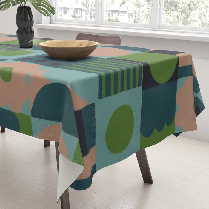 Green and blue tiles Tablecloth Gallery Image 3