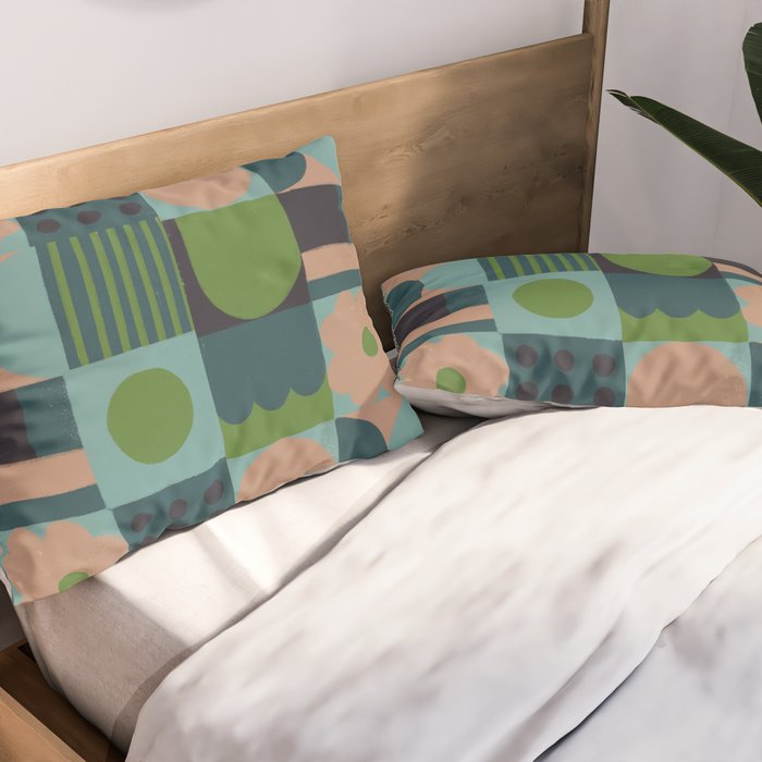 Green and blue tiles Pillow Sham Gallery Image 2
