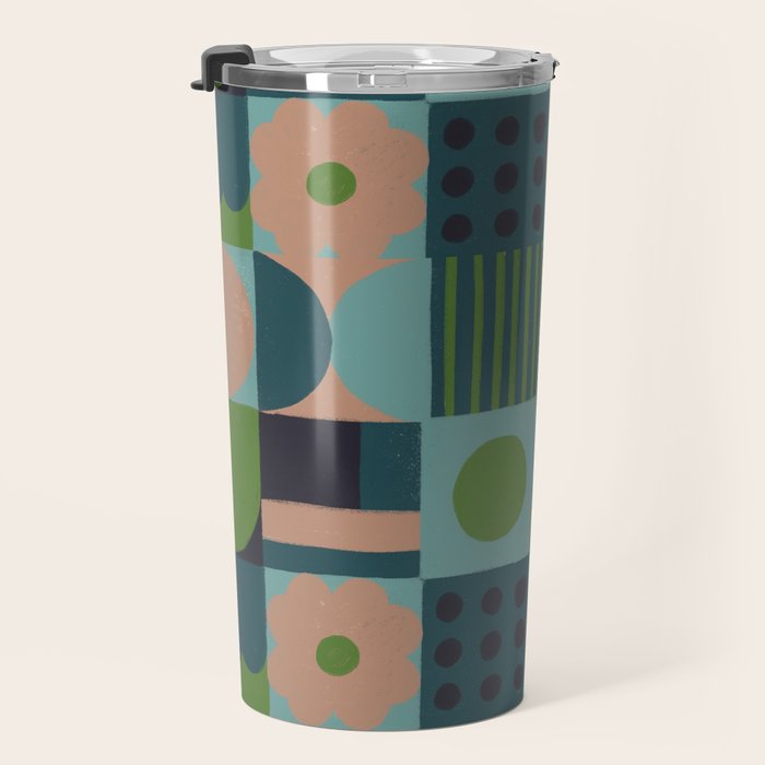 Green and blue tiles Travel Mug Gallery Image 3
