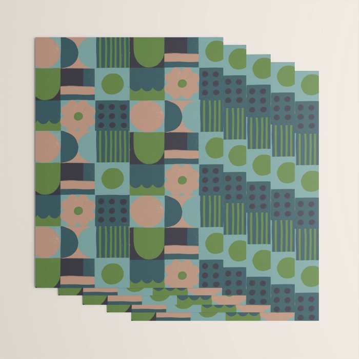 Green and blue tiles Wrapping Paper Gallery Image 3