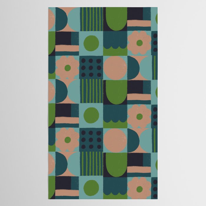 Green and blue tiles Tablecloth Gallery Image 2