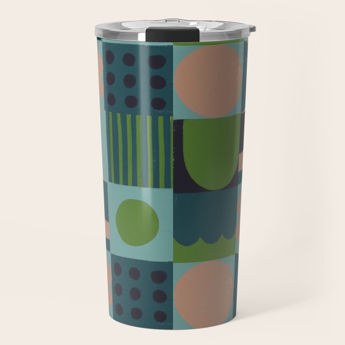 Green and blue tiles Travel Mug Gallery Image 1