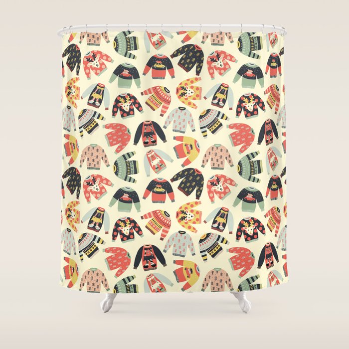 Ugly Christmas Sweaters Shower Curtain Gallery Image 1