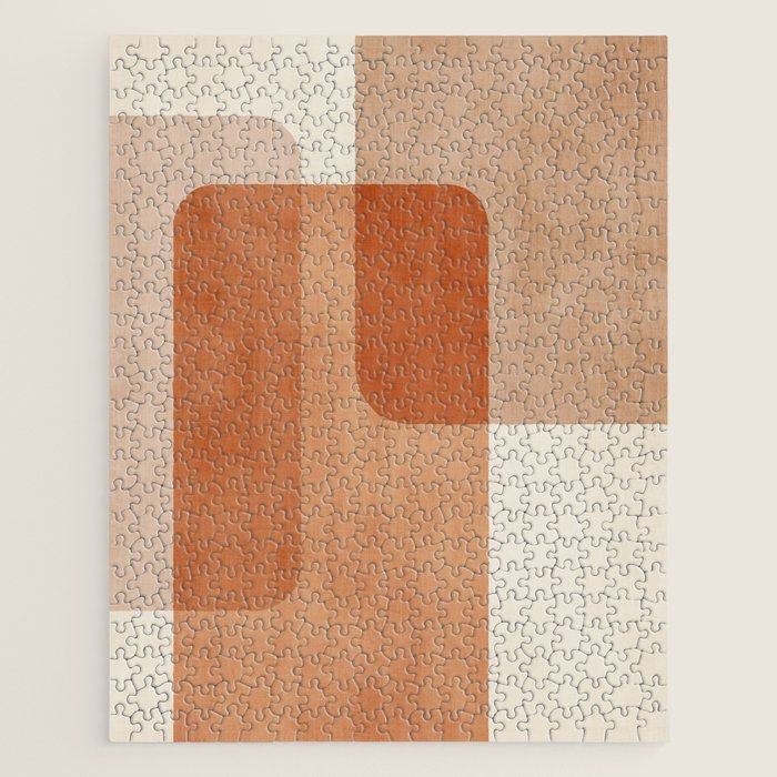 Light Terracotta Tones Geometric Abstract Artwork Jigsaw Puzzle Gallery Image 1