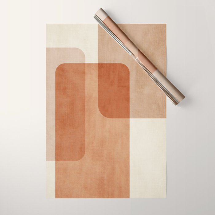 Light Terracotta Tones Geometric Abstract Artwork Wrapping Paper Gallery Image 1