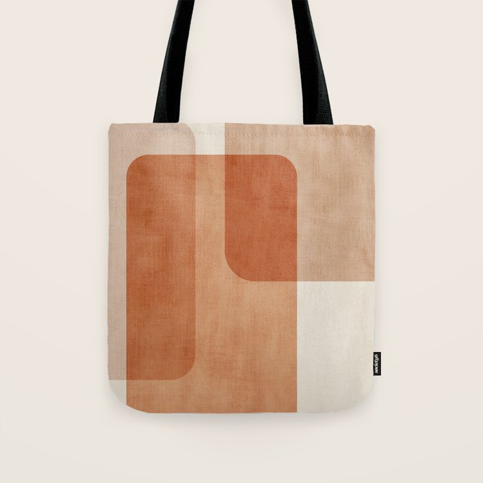Light Terracotta Tones Geometric Abstract Artwork Tote Bag Gallery Image 1