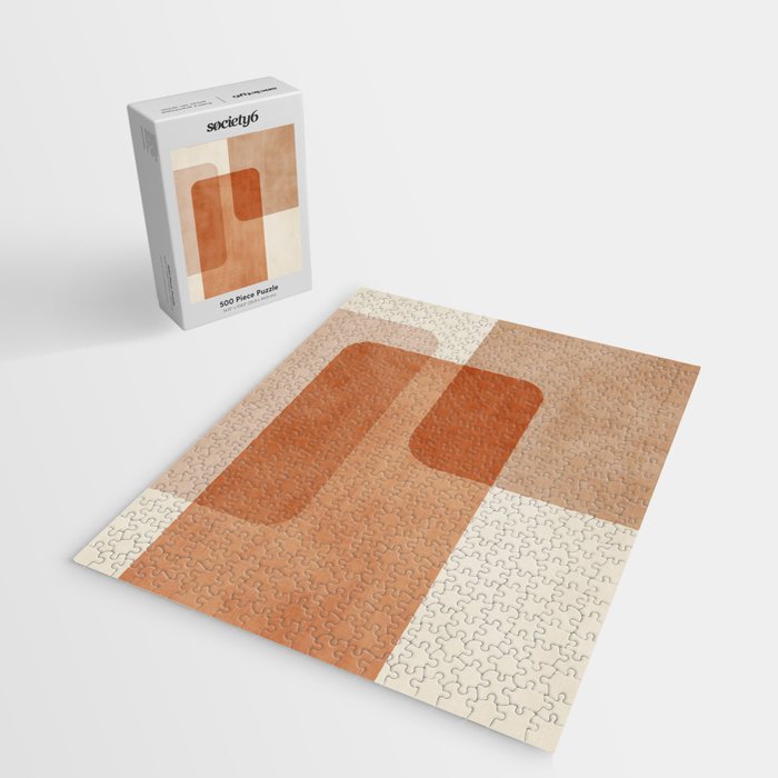Light Terracotta Tones Geometric Abstract Artwork Jigsaw Puzzle Gallery Image 2