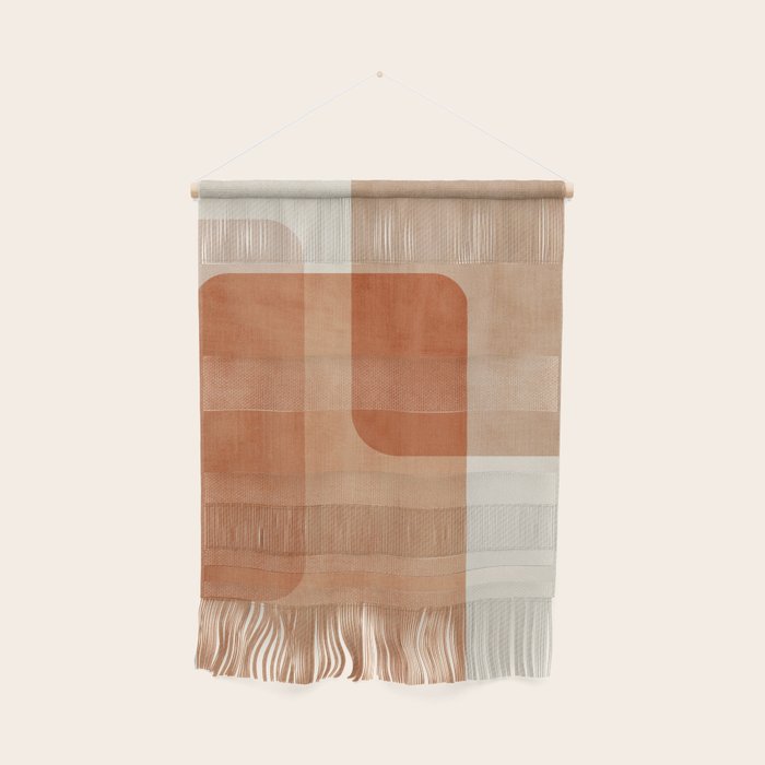 Light Terracotta Tones Geometric Abstract Artwork Wall Hanging Gallery Image 1