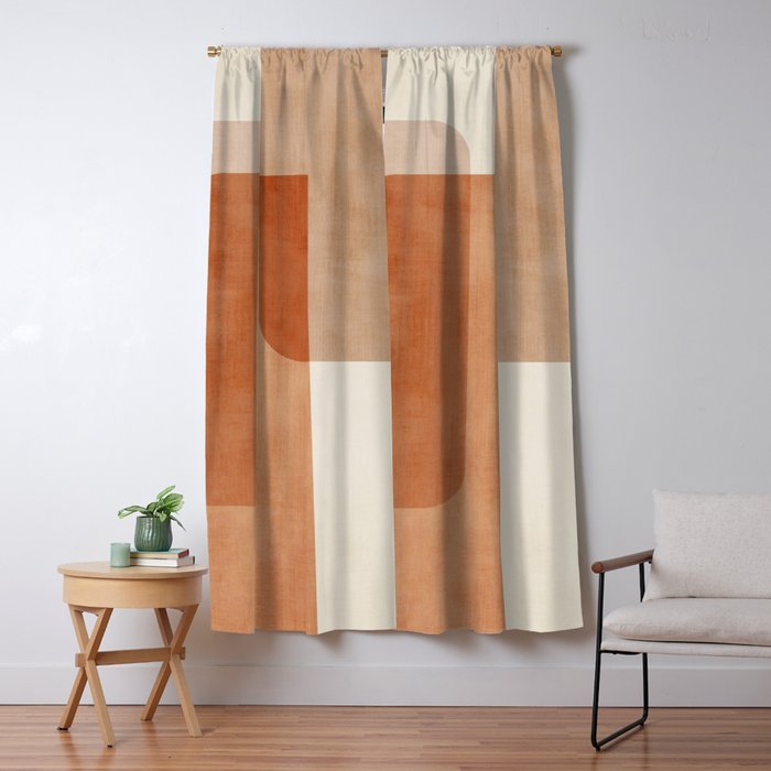 Light Terracotta Tones Geometric Abstract Artwork Window Curtain Gallery Image 5