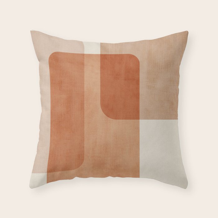 Light Terracotta Tones Geometric Abstract Artwork Throw Pillow Gallery Image 6