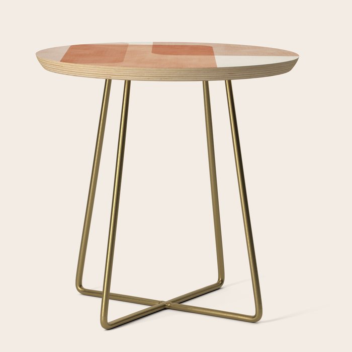 Light Terracotta Tones Geometric Abstract Artwork Side Table Gallery Image 1