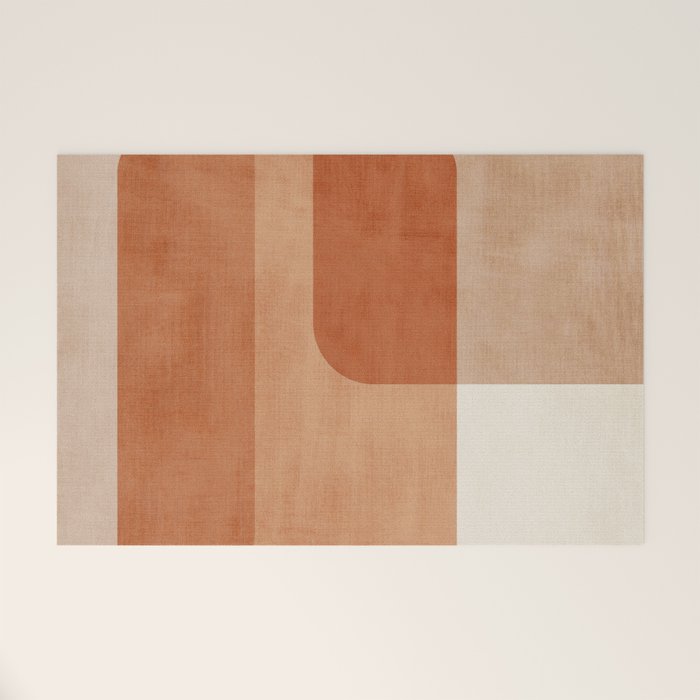 Light Terracotta Tones Geometric Abstract Artwork Welcome Mat Gallery Image 1