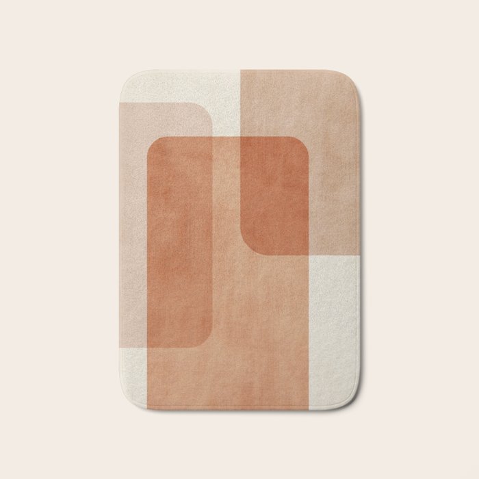 Light Terracotta Tones Geometric Abstract Artwork Bath Mat Gallery Image 1