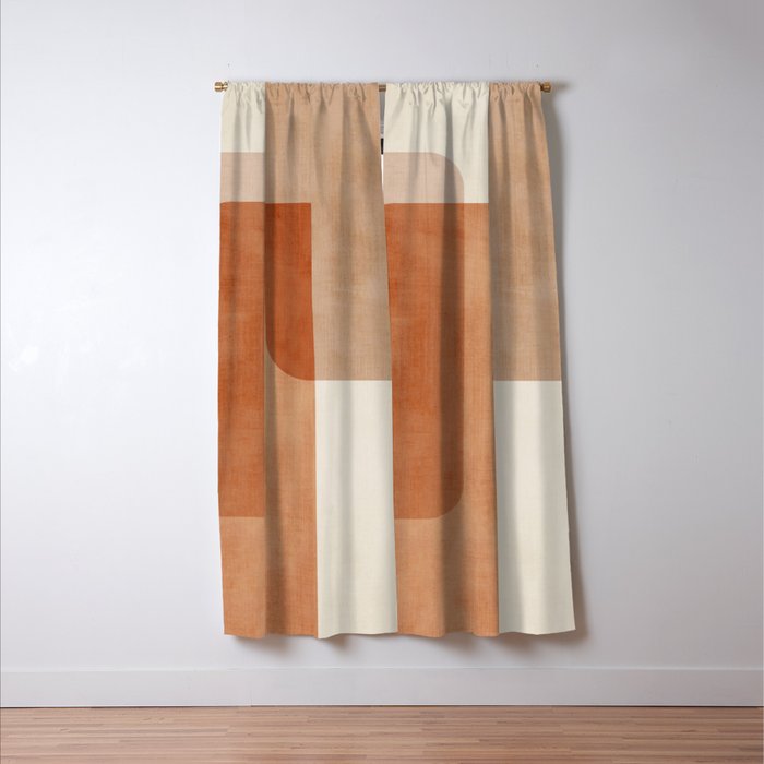 Light Terracotta Tones Geometric Abstract Artwork Window Curtain Gallery Image 3