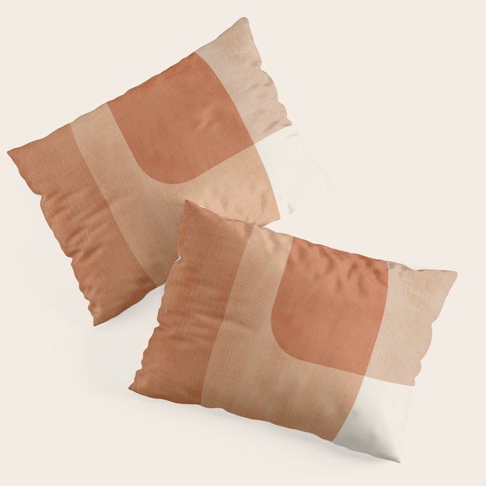 Light Terracotta Tones Geometric Abstract Artwork Pillow Sham Gallery Image 3