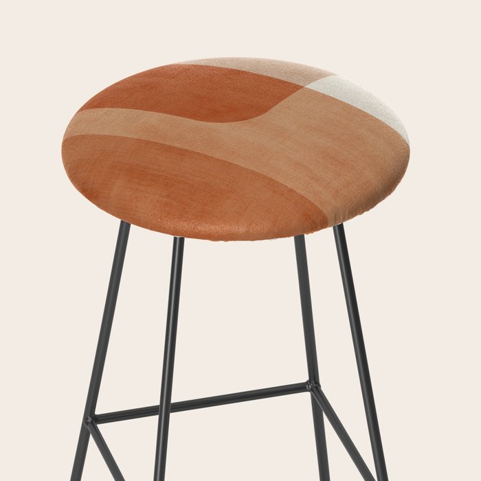Light Terracotta Tones Geometric Abstract Artwork Stool Gallery Image 2