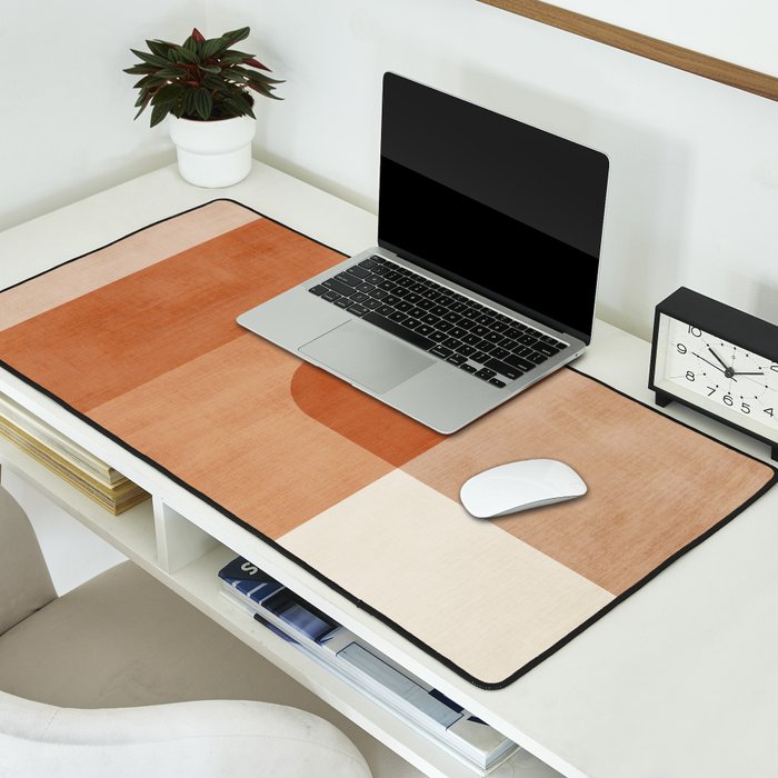 Light Terracotta Tones Geometric Abstract Artwork Desk Mat Gallery Image 2