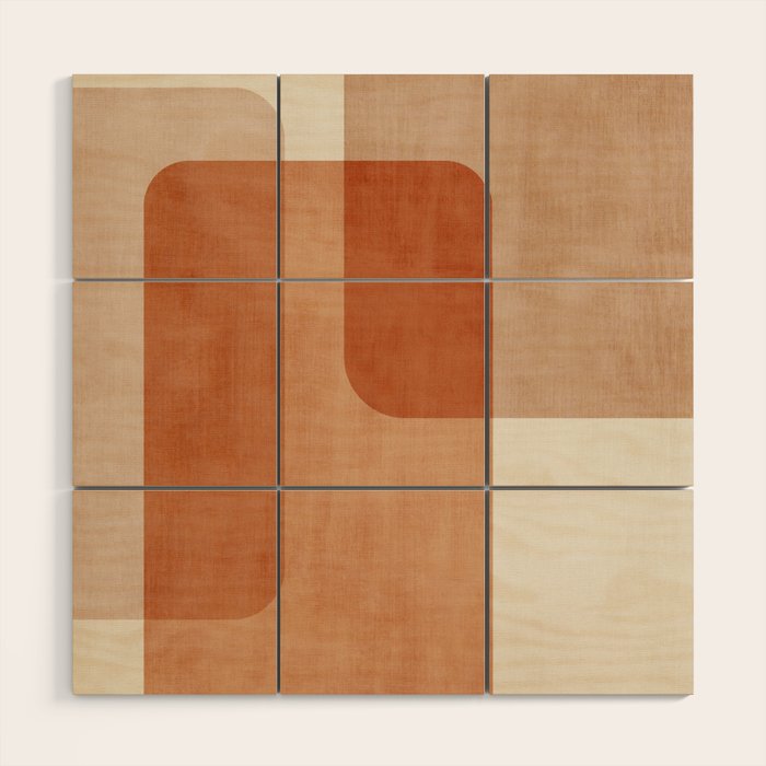 Light Terracotta Tones Geometric Abstract Artwork Wood Wall Art Gallery Image 1