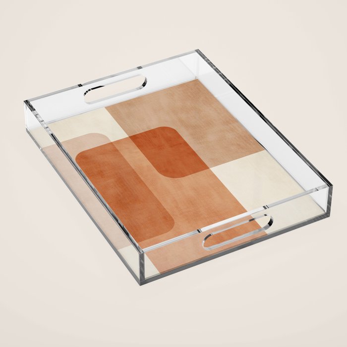 Light Terracotta Tones Geometric Abstract Artwork Acrylic Tray Gallery Image 1