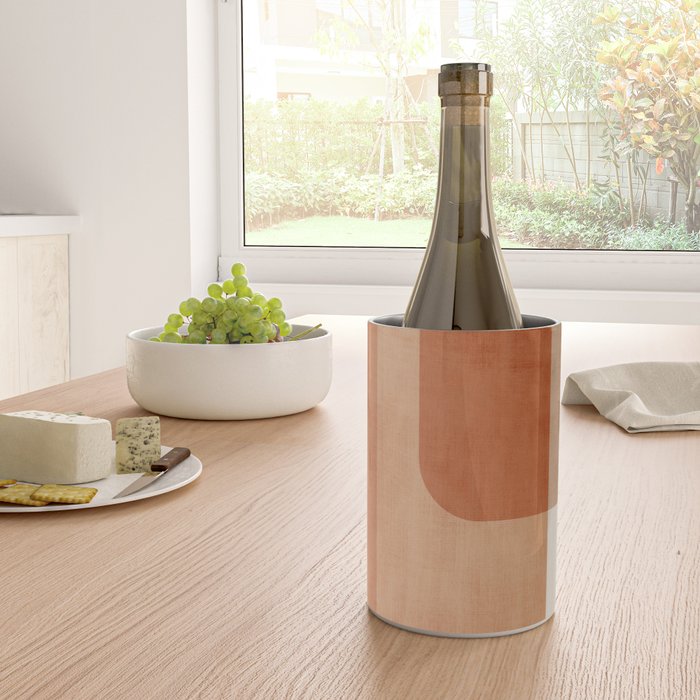 Light Terracotta Tones Geometric Abstract Artwork Wine Chiller Gallery Image 4