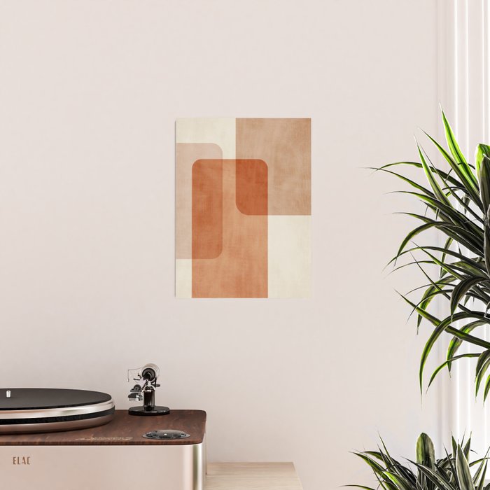 Light Terracotta Tones Geometric Abstract Artwork Poster Gallery Image 2