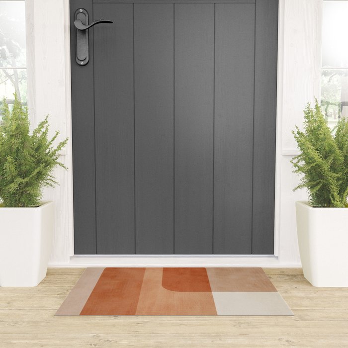 Light Terracotta Tones Geometric Abstract Artwork Welcome Mat Gallery Image 3
