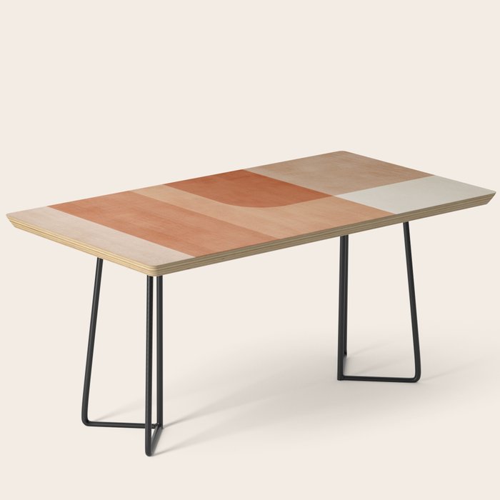 Light Terracotta Tones Geometric Abstract Artwork Coffee Table Gallery Image 1