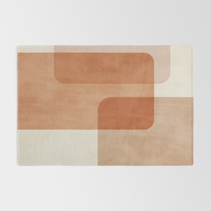 Light Terracotta Tones Geometric Abstract Artwork Rug Gallery Image 2