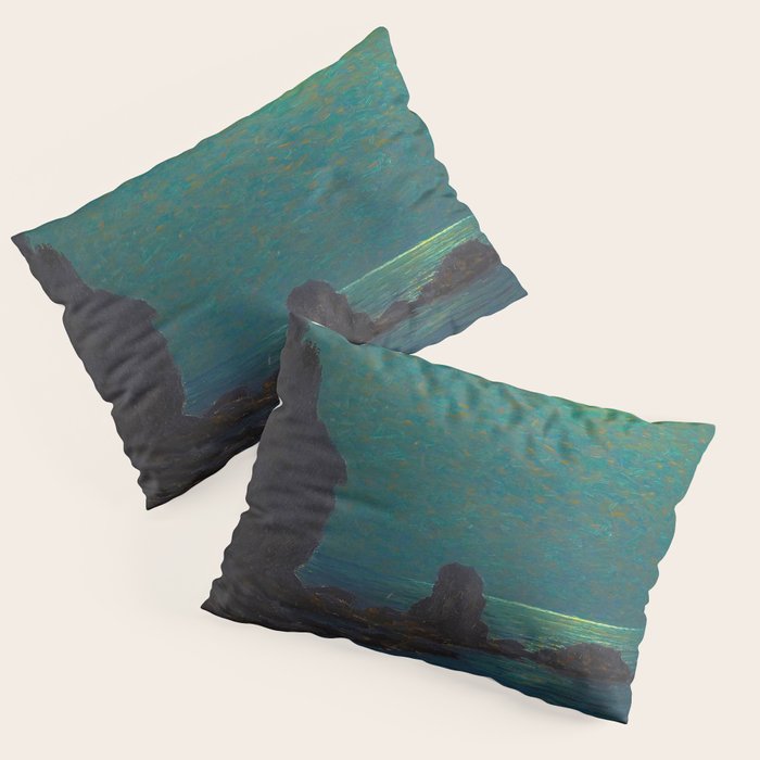 Granville Redmond Catalina Island Coast Under a Moonlit Sky Oil Painting Vintage American Art Pillow Sham Gallery Image 3