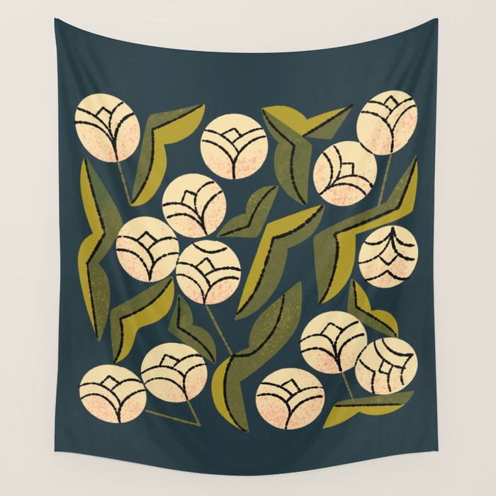Ivory Blooms Wall Tapestry Gallery Image 1
