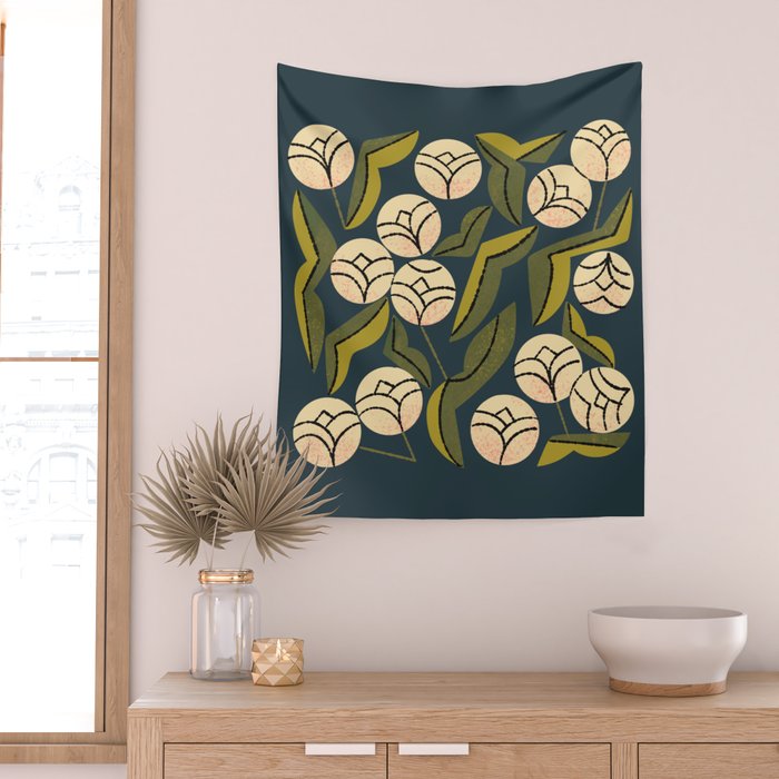 Ivory Blooms Wall Tapestry Gallery Image 2