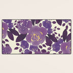 Elegant ivory gold lavender purple watercolor floral  Desk Mat Gallery Image 3