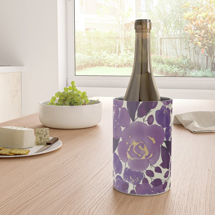 Elegant ivory gold lavender purple watercolor floral  Wine Chiller Gallery Image 4