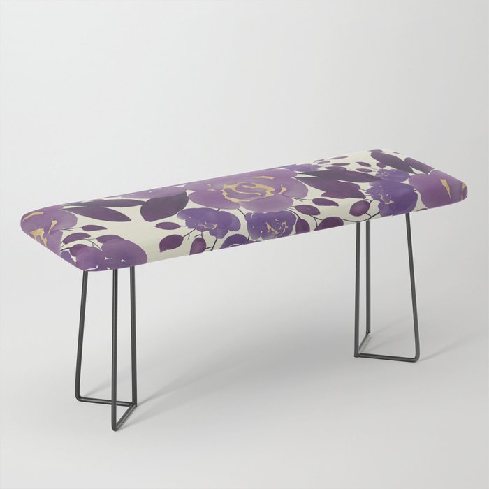 Elegant ivory gold lavender purple watercolor floral  Bench Gallery Image 1