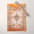 Orange Vintage Rug Design Wrapping Paper Gallery Image 1