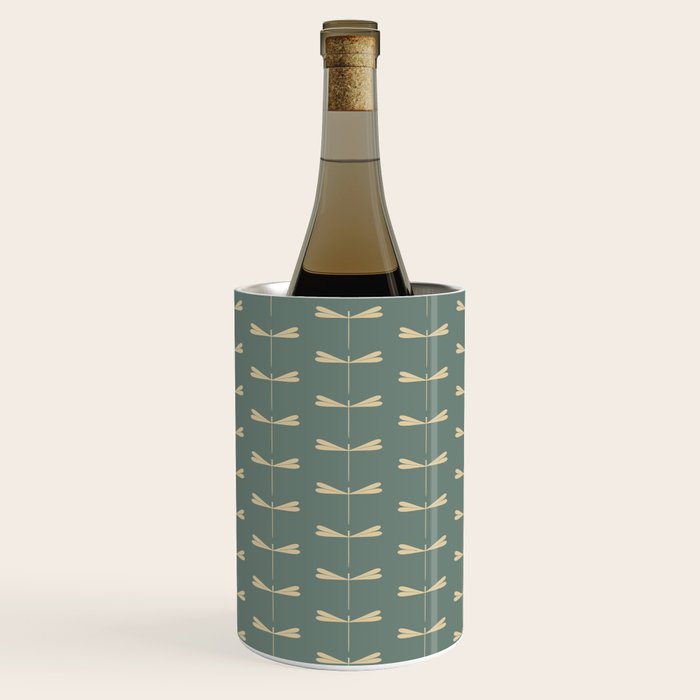 Dragonfly Pattern XII Neutral Green Wine Chiller Gallery Image 1