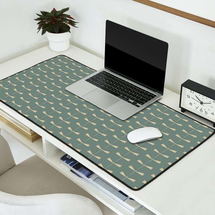 Dragonfly Pattern XII Neutral Green Desk Mat Gallery Image 2