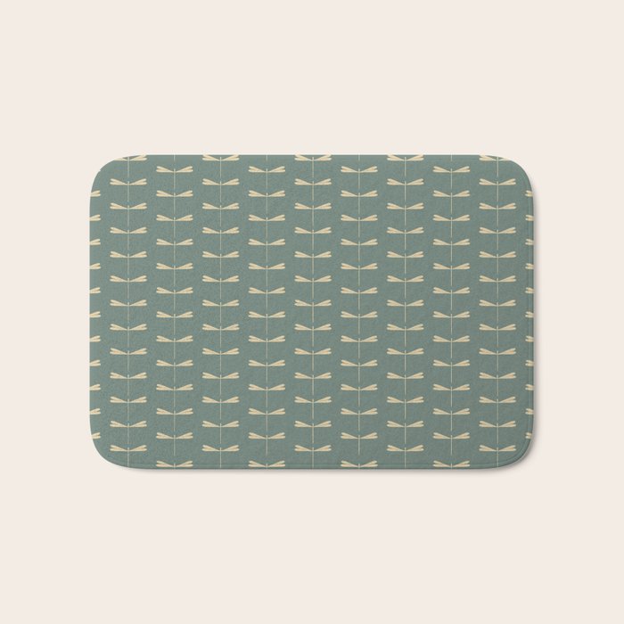Dragonfly Pattern XII Neutral Green Bath Mat Gallery Image 1