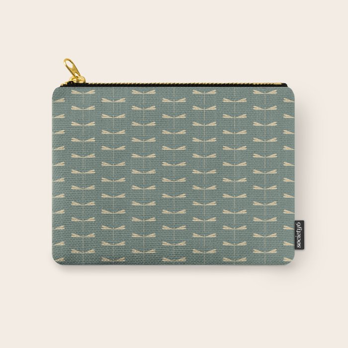Dragonfly Pattern XII Neutral Green Carry All Pouch Gallery Image 1