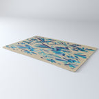 Blue otomi tenango mexican fabric birds and flower embroidery interior design Rug Gallery Image 3