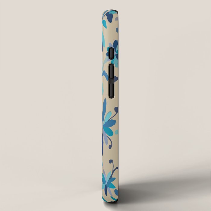 Blue otomi tenango mexican fabric birds and flower embroidery interior design iPhone Case Gallery Image 2