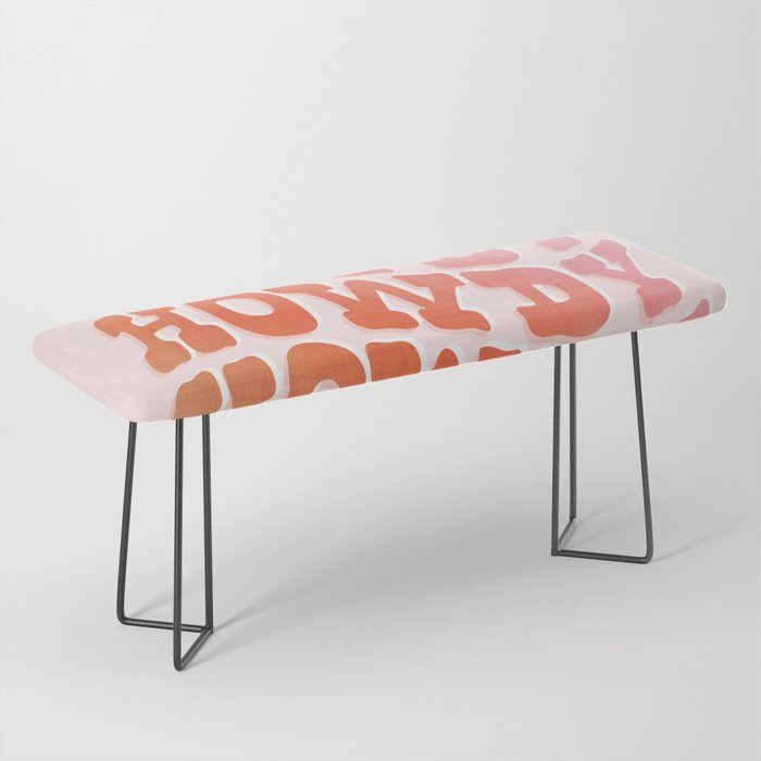 Typographic Howdy Repeat - Pastel Peachy Pink Bench Gallery Image 1