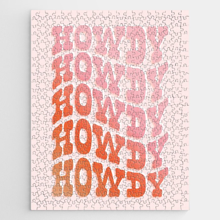 Typographic Howdy Repeat - Pastel Peachy Pink Jigsaw Puzzle Gallery Image 1