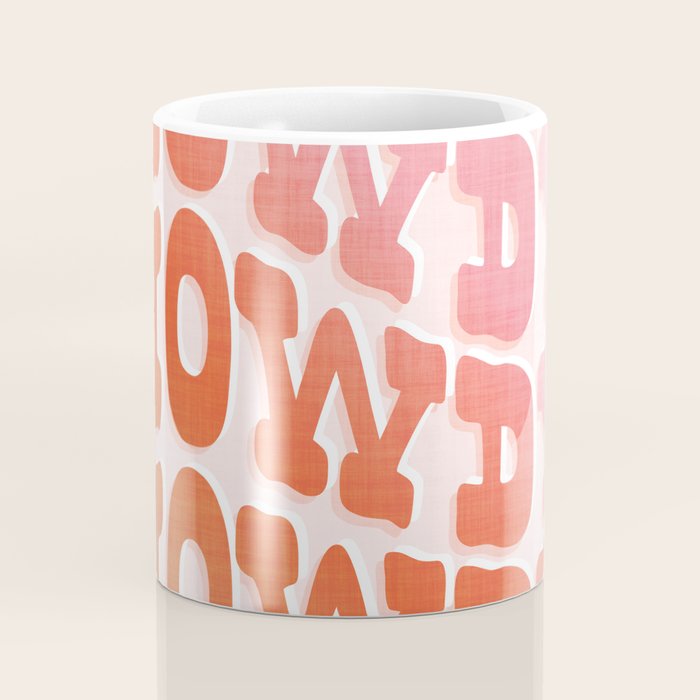 Typographic Howdy Repeat - Pastel Peachy Pink Coffee Mug Gallery Image 4